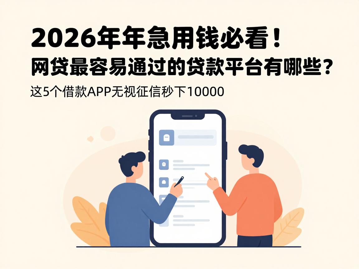 2026年急用钱必看！网贷最容易通过的贷款平台有哪些？这5个借款APP无视征信秒下10000