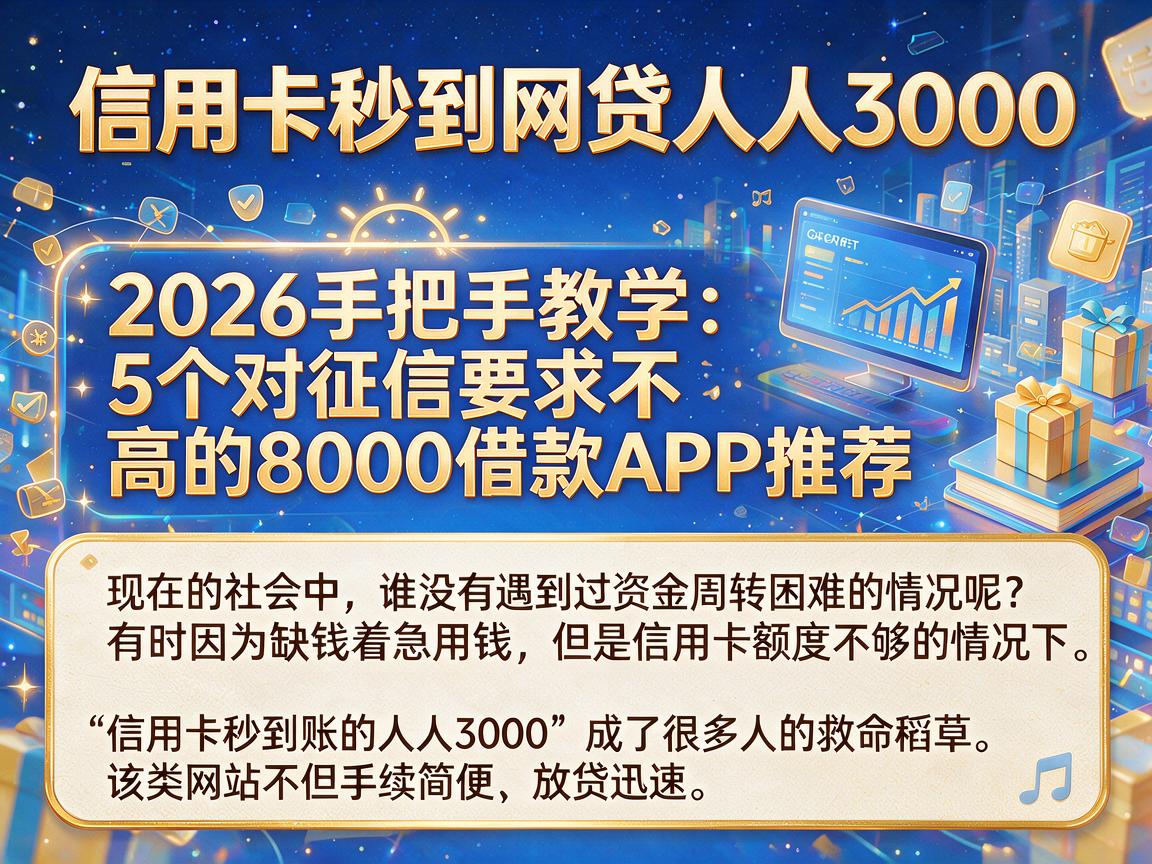 信用卡秒到网贷人人3000，2026手把手教学：5个对征信要求不高的8000借款APP推荐