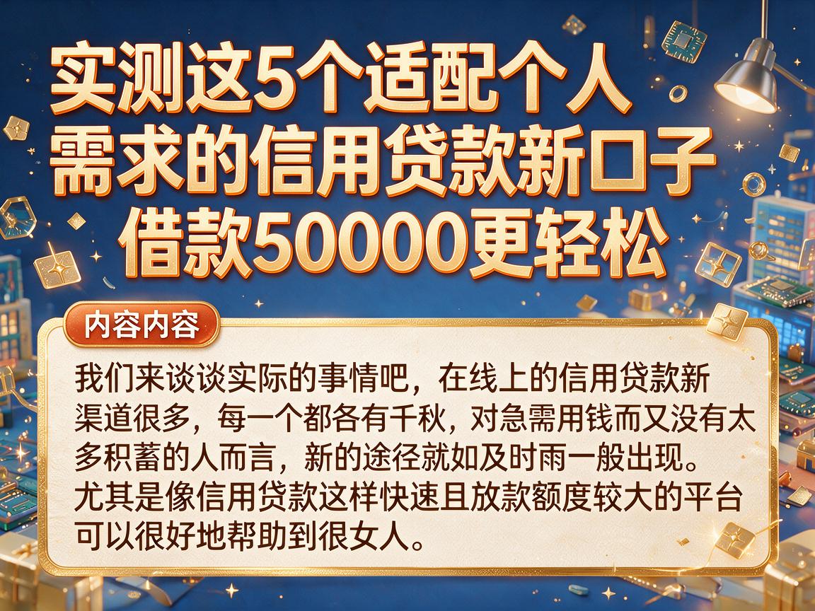 实测这5个适配个人需求的信用贷款新口子，借款50000更轻松