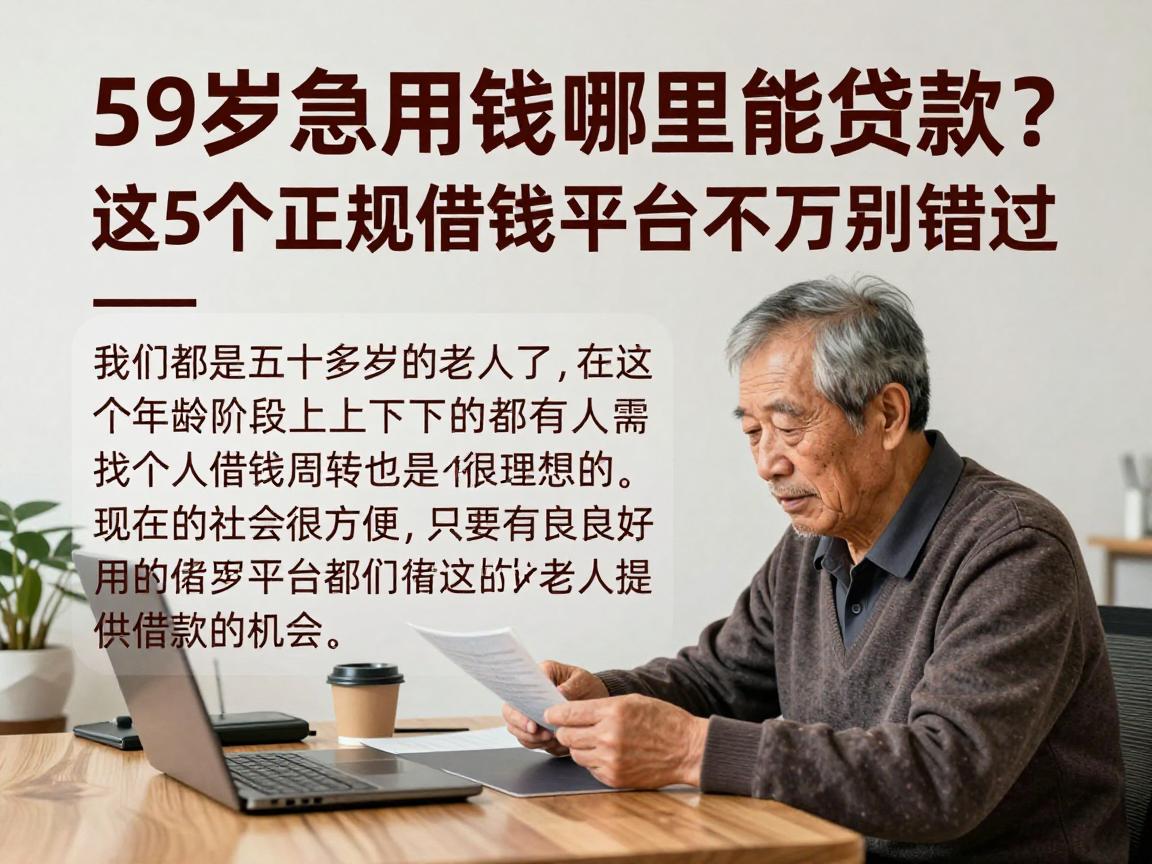 59岁急用钱哪里能贷款？这5个正规借钱平台千万别错过！