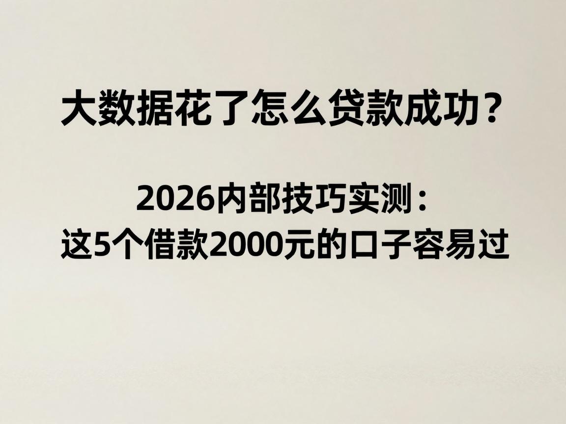 大数据花了怎么贷款成功？2026内部技巧实测：这5个借款2000元的口子容易过