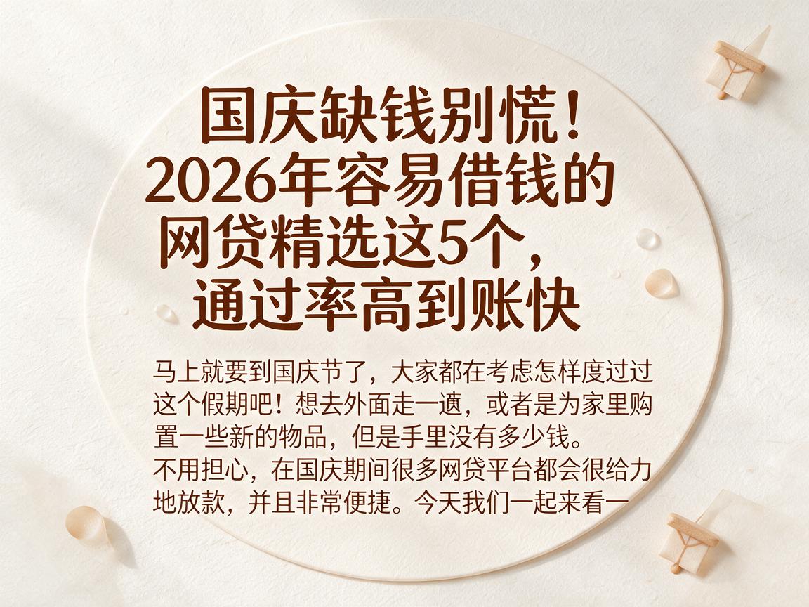国庆缺钱别慌！2026年容易借钱的网贷精选这5个，通过率高到账快