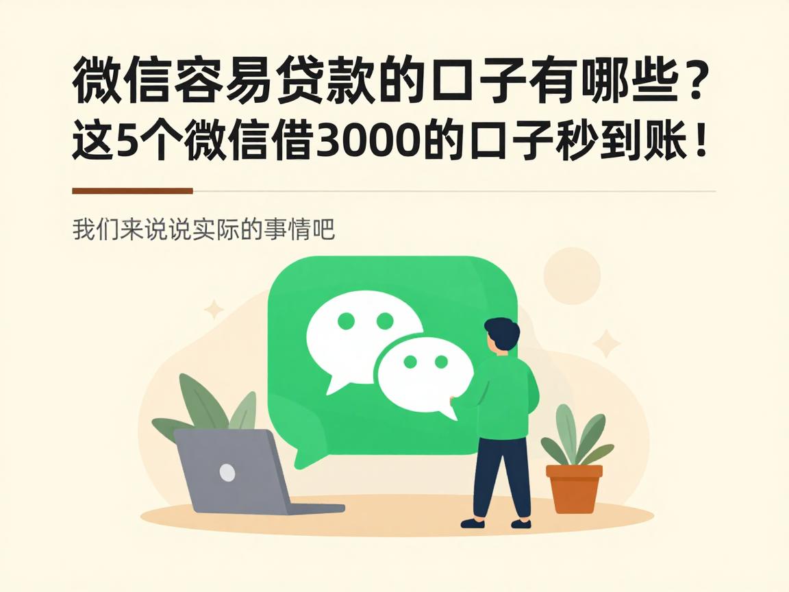 微信容易贷款的口子有哪些？这5个微信借3000的口子秒到账！