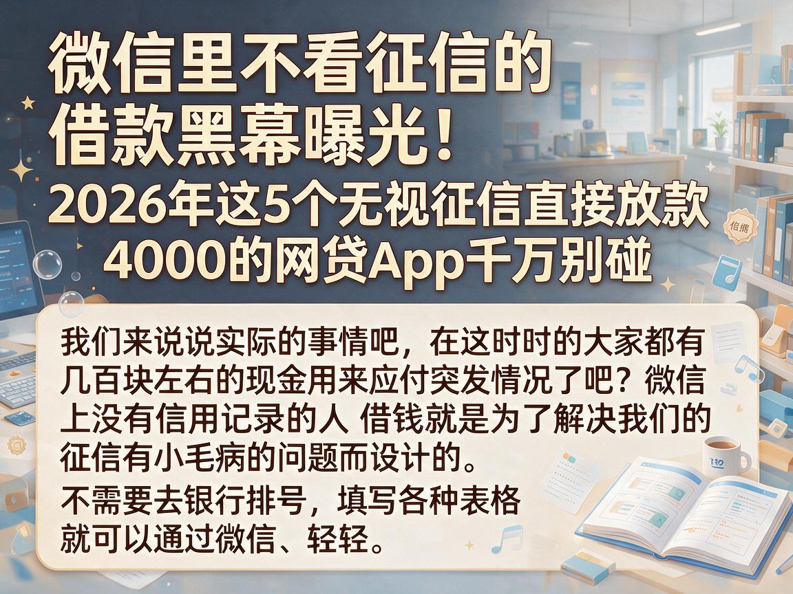 微信里不看征信的借款黑幕曝光！2026年这5个无视征信直接放款4000的网贷App千万别碰