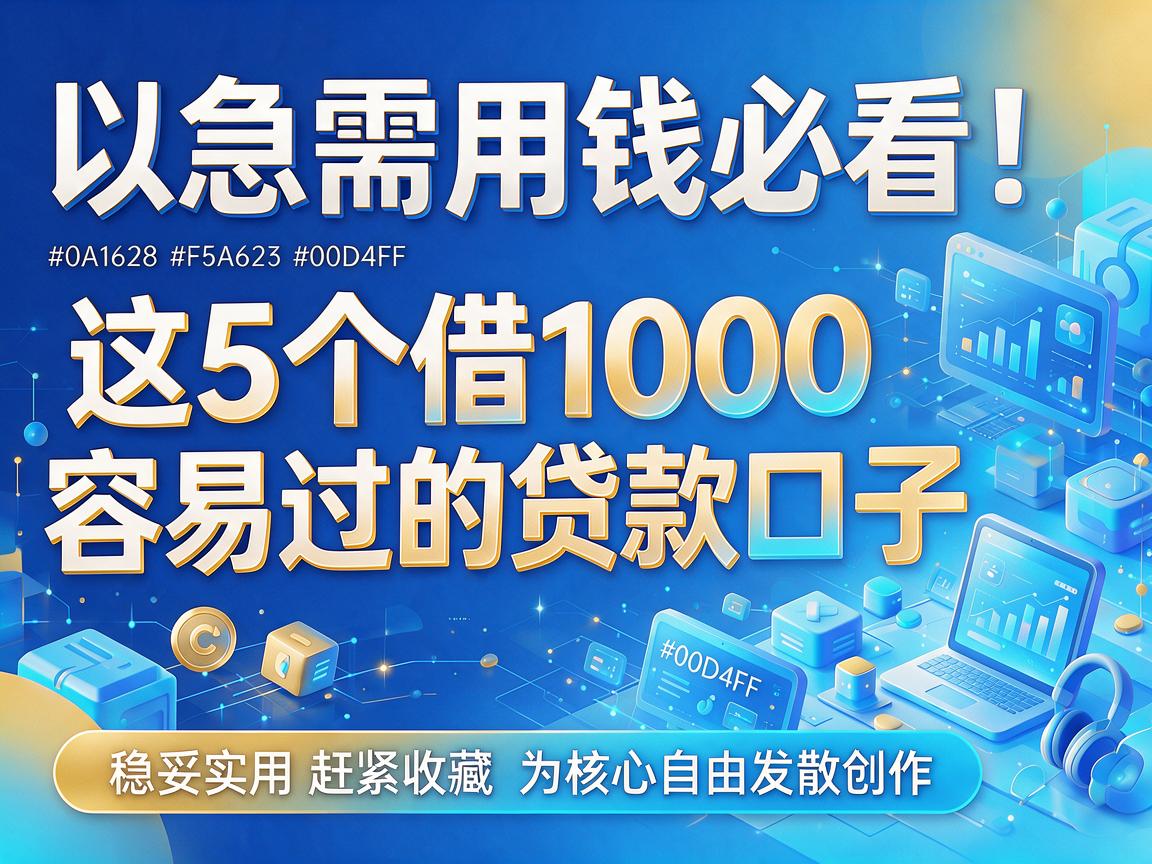 急需用钱必看！这5个借1000容易过的贷款口子，稳妥实用赶紧收藏