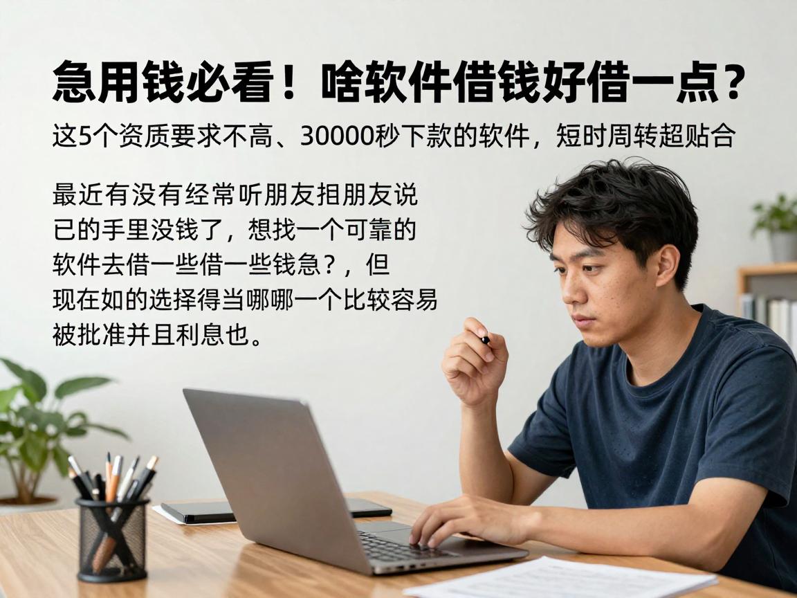 急用钱必看！啥软件借钱好借一点？这5个资质要求不高、30000秒下款的软件，短时周转超贴合