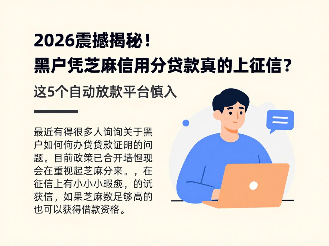 2026震撼揭秘！黑户凭芝麻信用分贷款真的上征信？这5个自动放款平台慎入