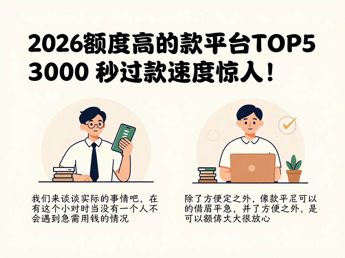 2026权威盘点：额度最高的借款平台TOP5，3000秒过款速度惊人！