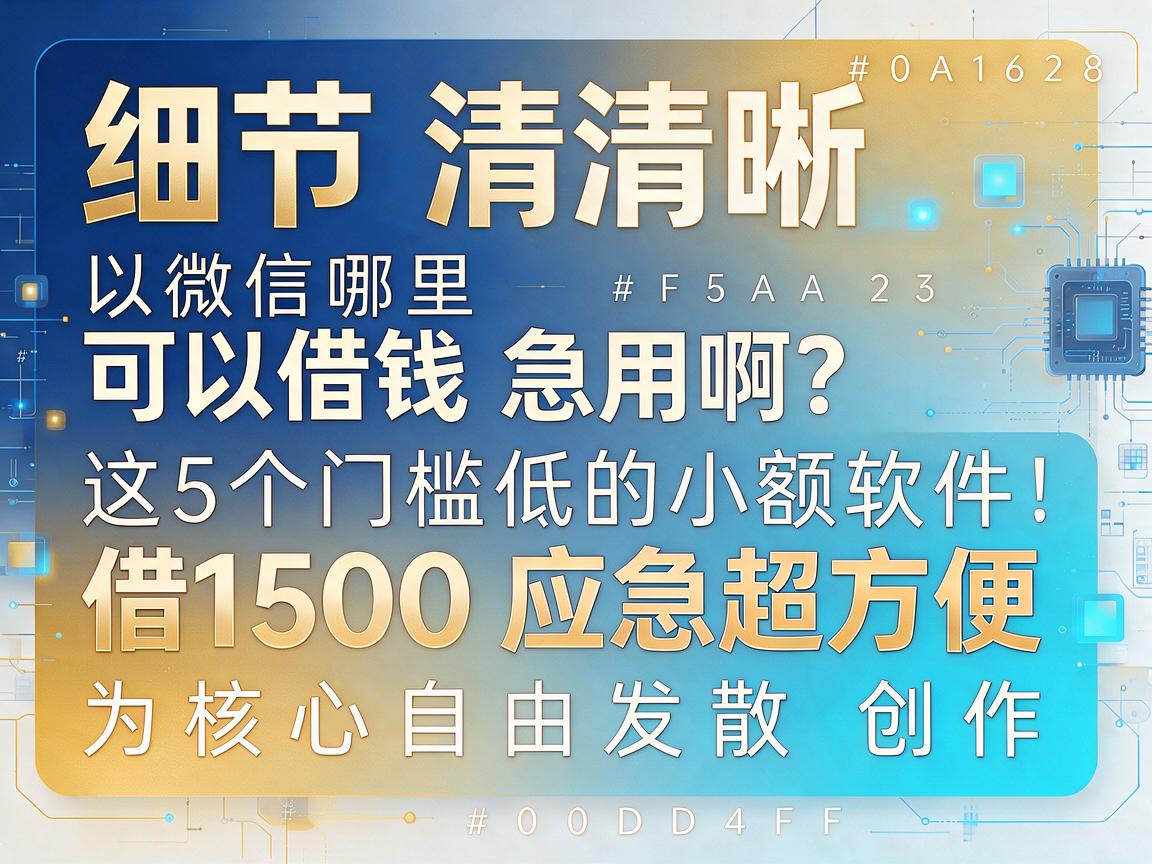 微信哪里可以借钱急用啊？这5个门槛低的小额软件，借1500应急超方便