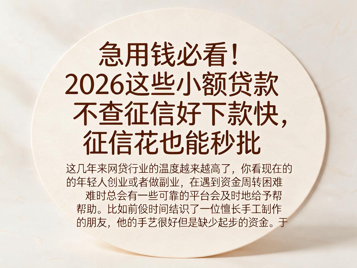 急用钱必看！2026这些小额贷款不查征信好下款快，征信花也能秒批