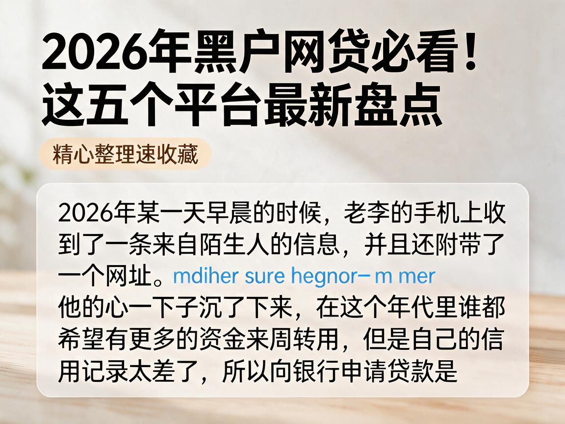 2026年黑户网贷必看!这五个平台最新盘点,精心整理速收藏