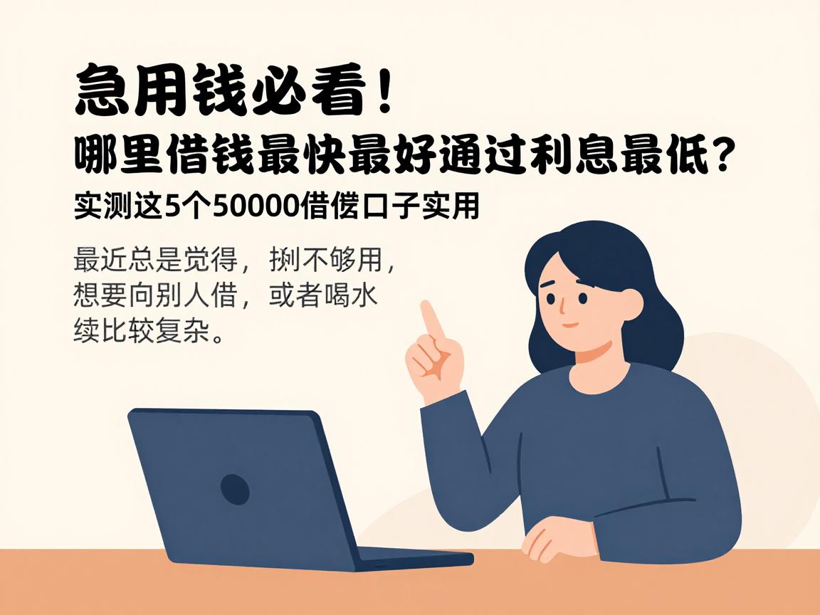 急用钱必看！哪里借钱最快最好通过利息最低？实测这5个50000借款口子应急超实用