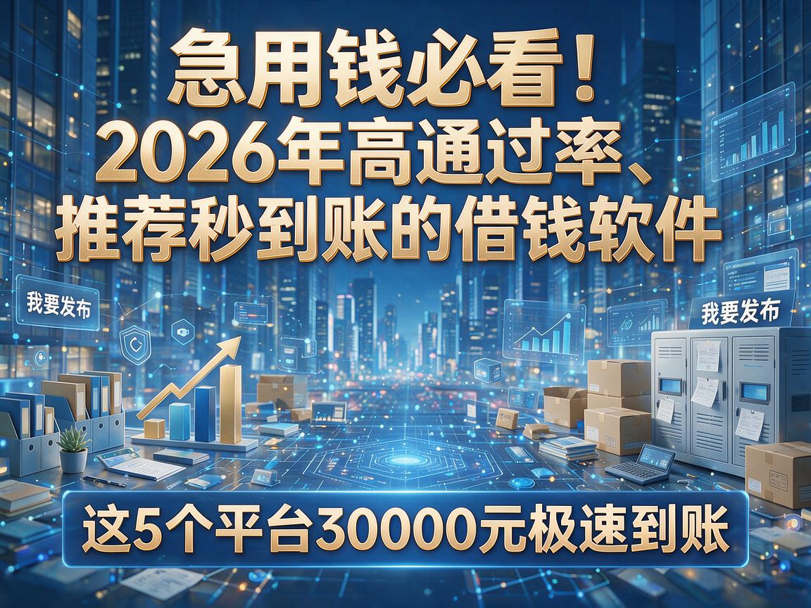 急用钱必看！2026年高通过率、推荐秒到账的借钱软件，这5个平台30000元极速到账