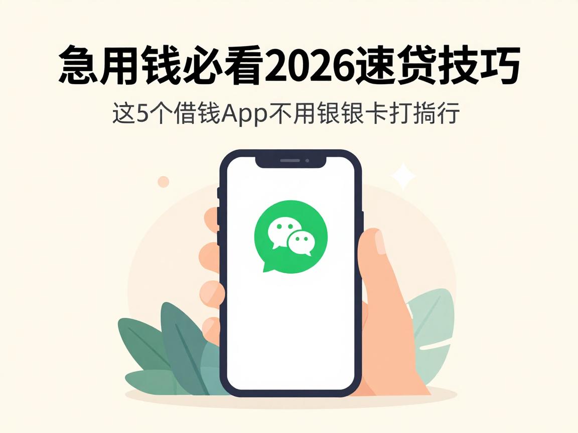 急用钱必看！2026速贷技巧：这5个借钱App不用银行卡，3000元直接打到微信