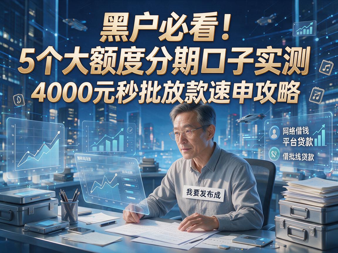 黑户必看！5个大额度分期口子实测，4000元秒批放款速申攻略