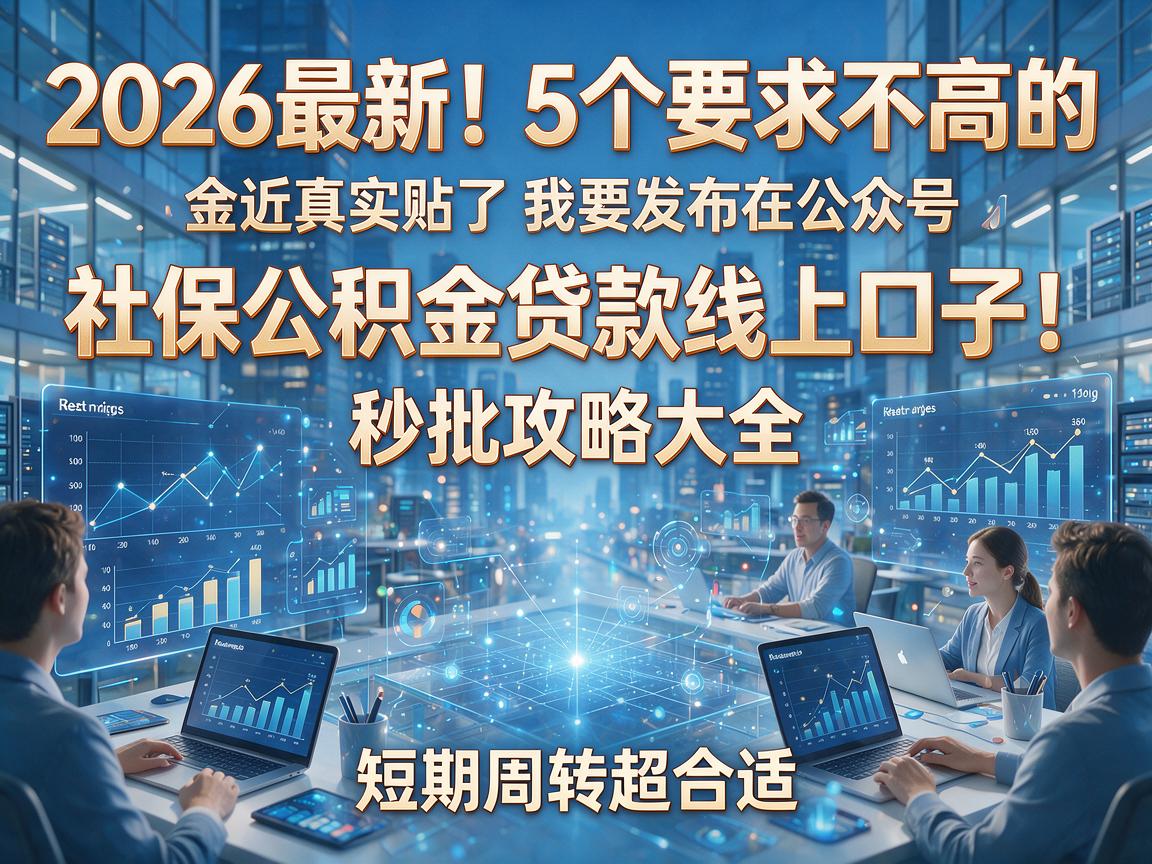 2026最新！5个要求不高的社保公积金贷款线上口子，秒批攻略大全，短期周转超合适