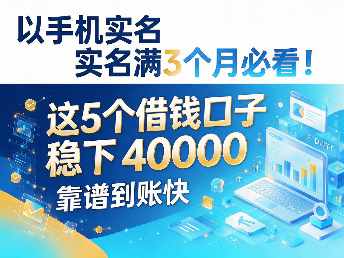手机实名满3个月必看！这5个借钱口子稳下40000，靠谱到账快