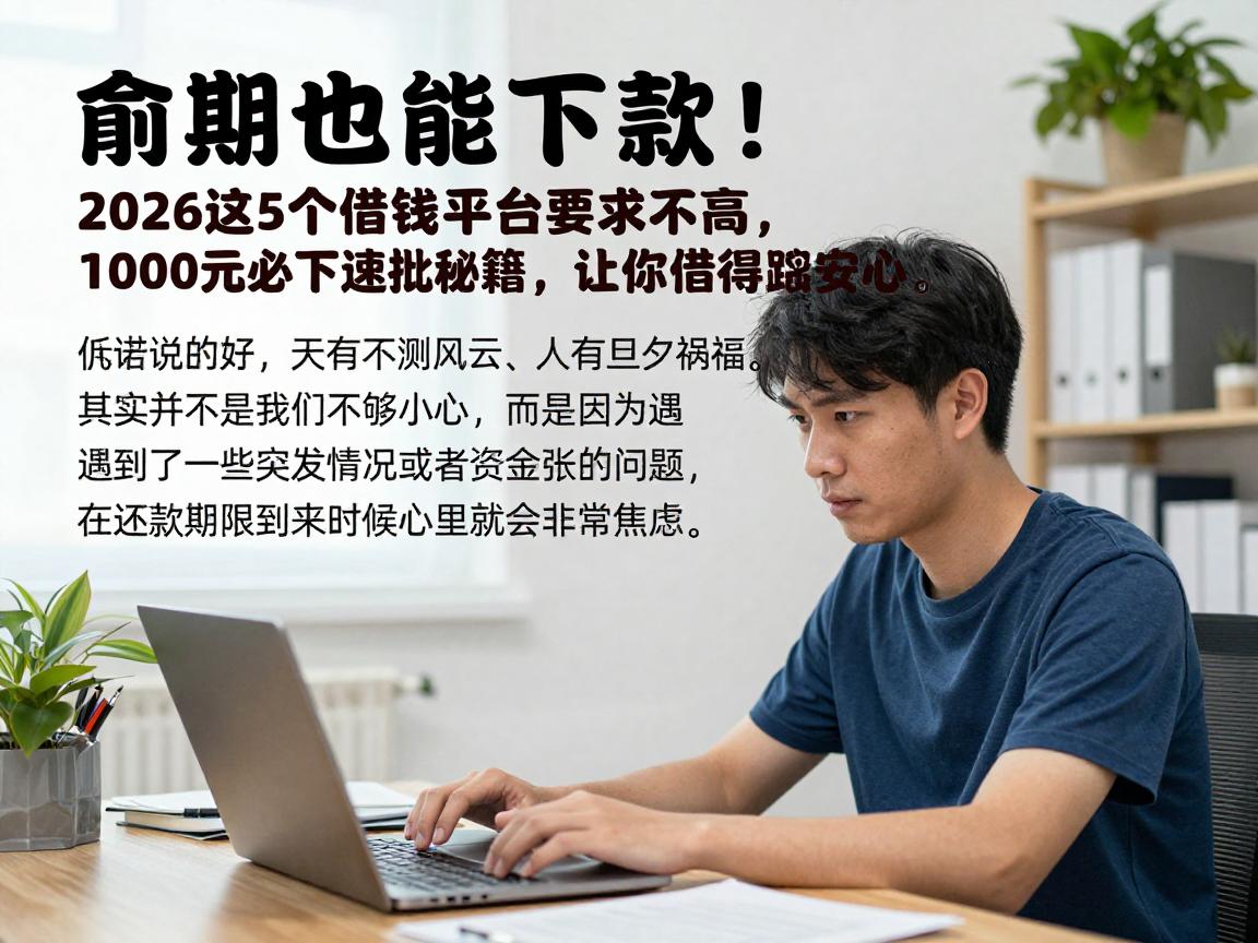 逾期也能下款！2026这5个借钱平台要求不高，1000元必下速批秘籍，让你借得踏实安心