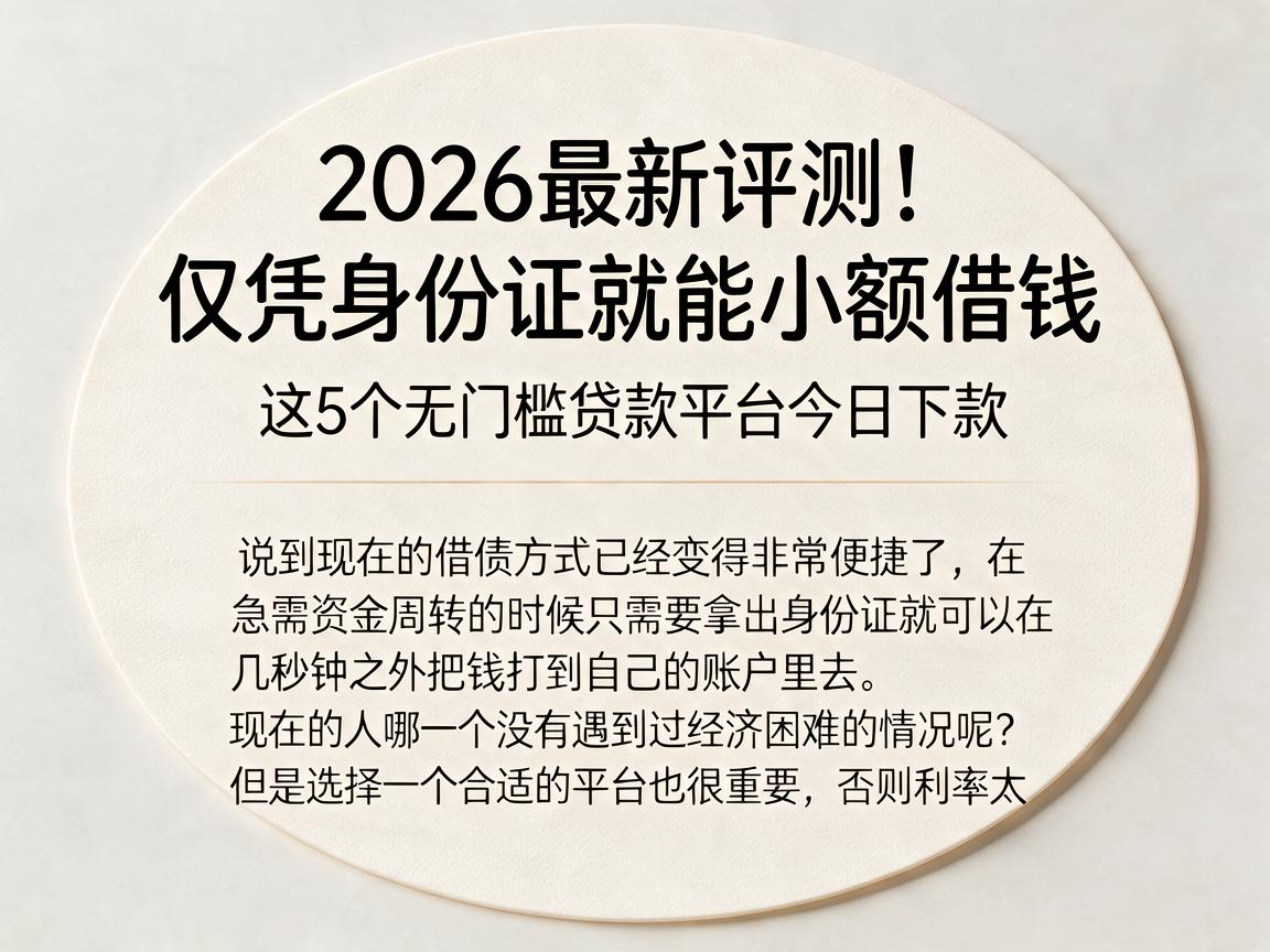 2026最新评测！仅凭身份证就能小额借钱，这5个无门槛贷款平台今日下款