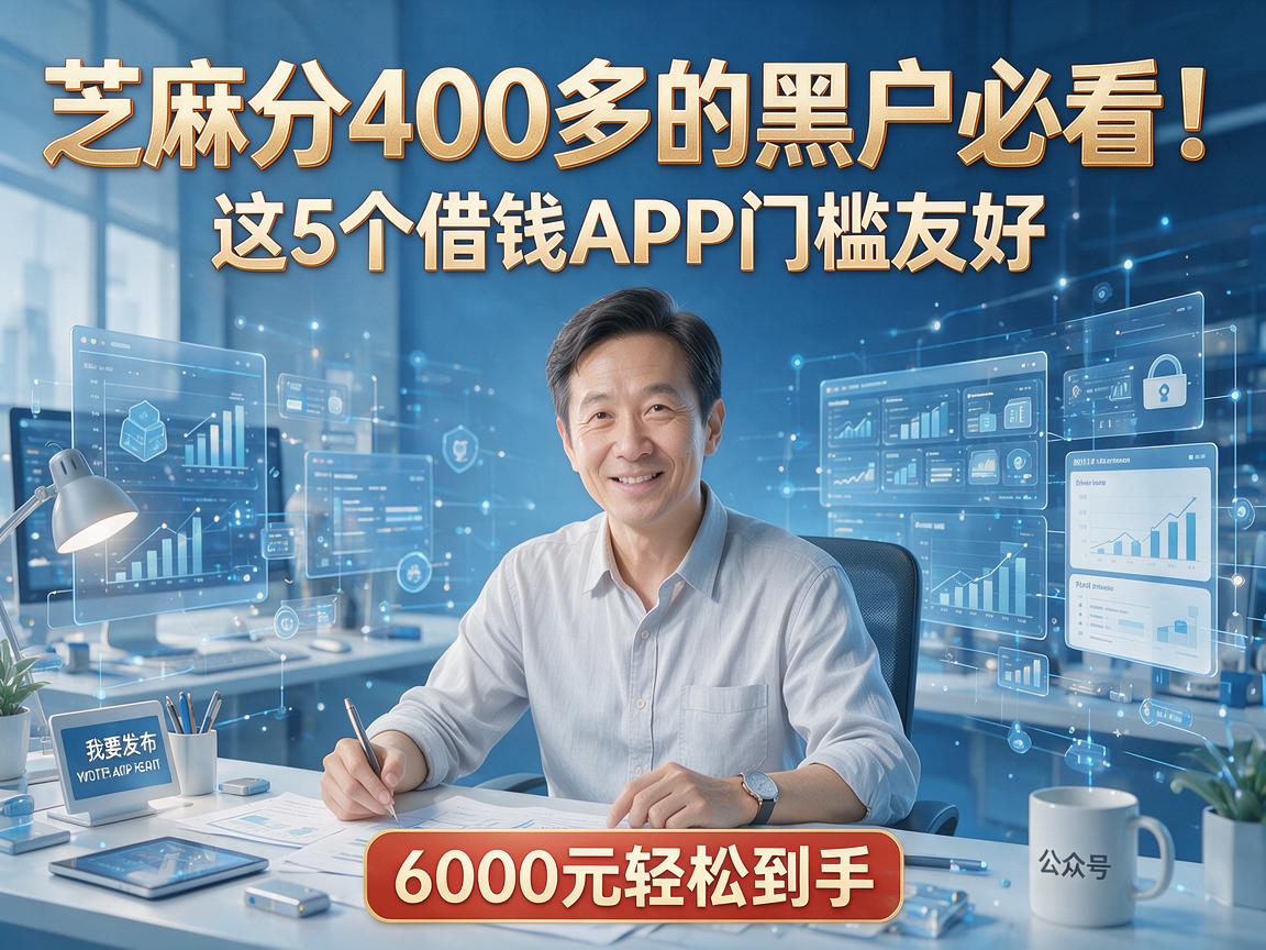 芝麻分400多的黑户必看！这5个借钱APP门槛友好，6000元轻松到手