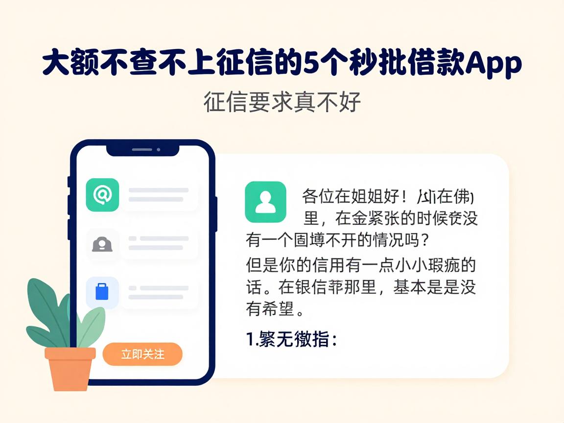 2026必看！大额不查不上征信的5个秒批借款App，对征信要求真不高