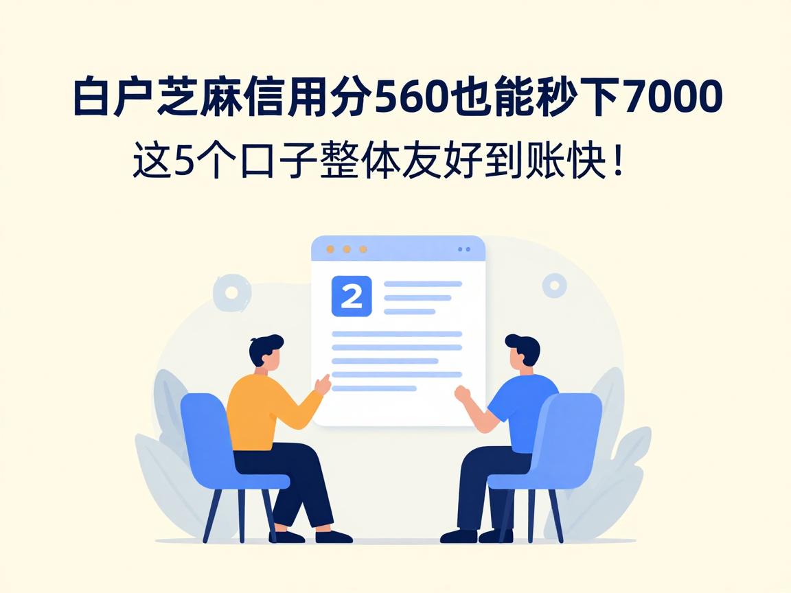 白户芝麻信用分560也能秒下7000！这5个口子整体友好到账快