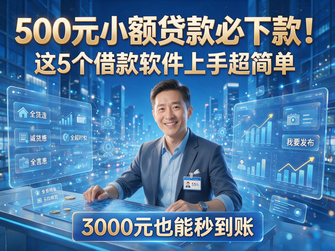 500元小额贷款必下款！这5个借款软件上手超简单，3000元也能秒到账