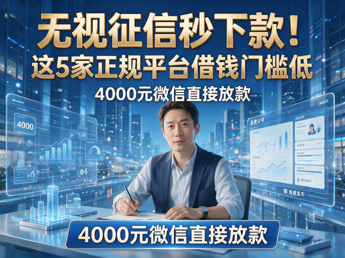 无视征信秒下款！这5家正规平台借钱门槛低，4000元微信直接放款