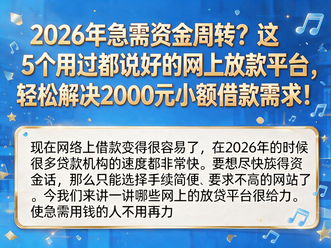 2026年急需资金周转？这5个用过都说好的网上放款平台，轻松解决2000元小额借款需求！