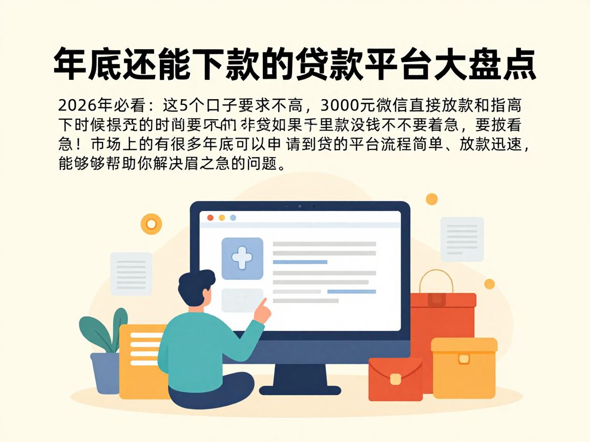 年底还能下款的贷款平台大盘点!2026年必看:这5个口子要求不高,3000元微信直接放款