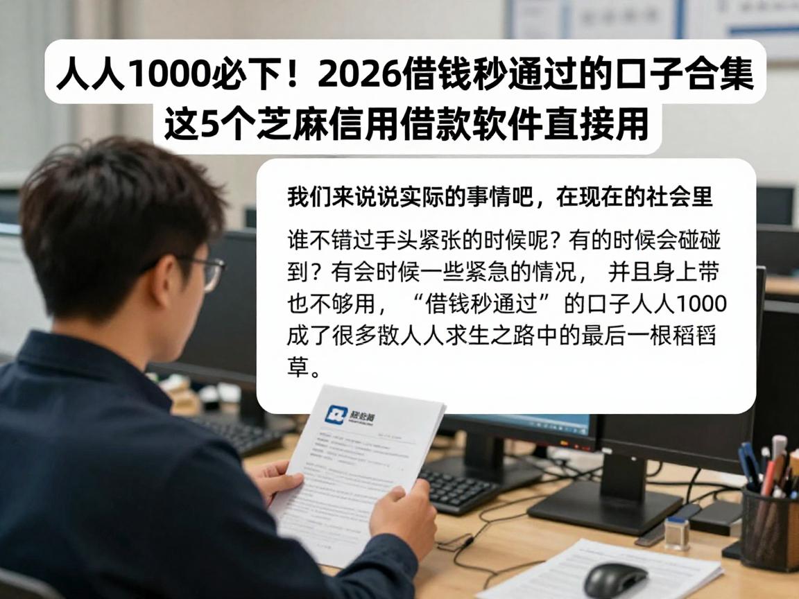 人人1000必下!2026借钱秒通过的口子合集,这5个芝麻信用借款软件直接用