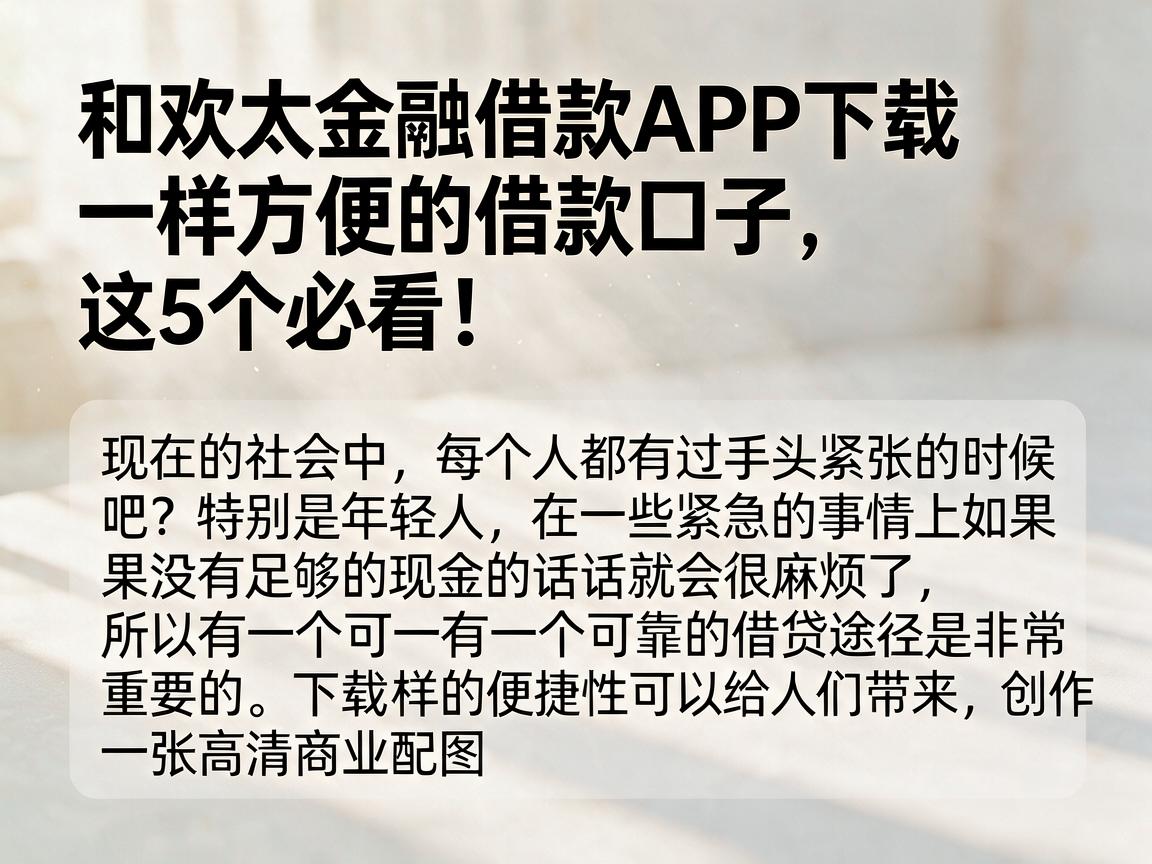 和欢太金融借款APP下载一样方便的借款口子，这5个必看！