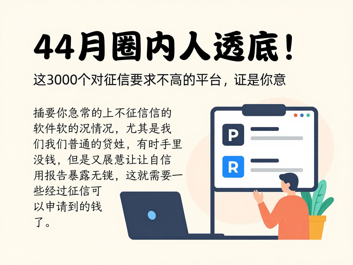 4月圈内人透底！这3000个对征信要求不高的平台，正是你急需的不上征信贷款的软件
