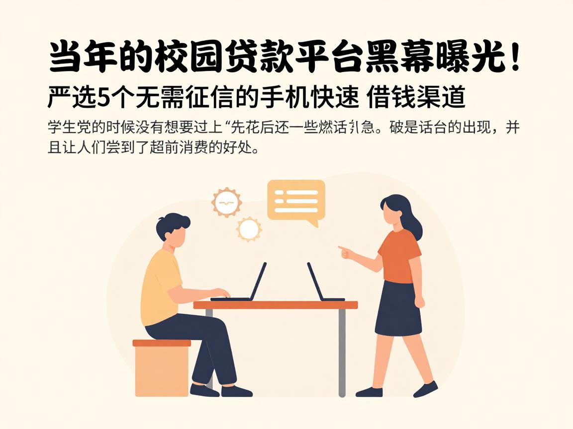 当年的校园贷款平台黑幕曝光!严选5个无需征信的手机快速借钱渠道
