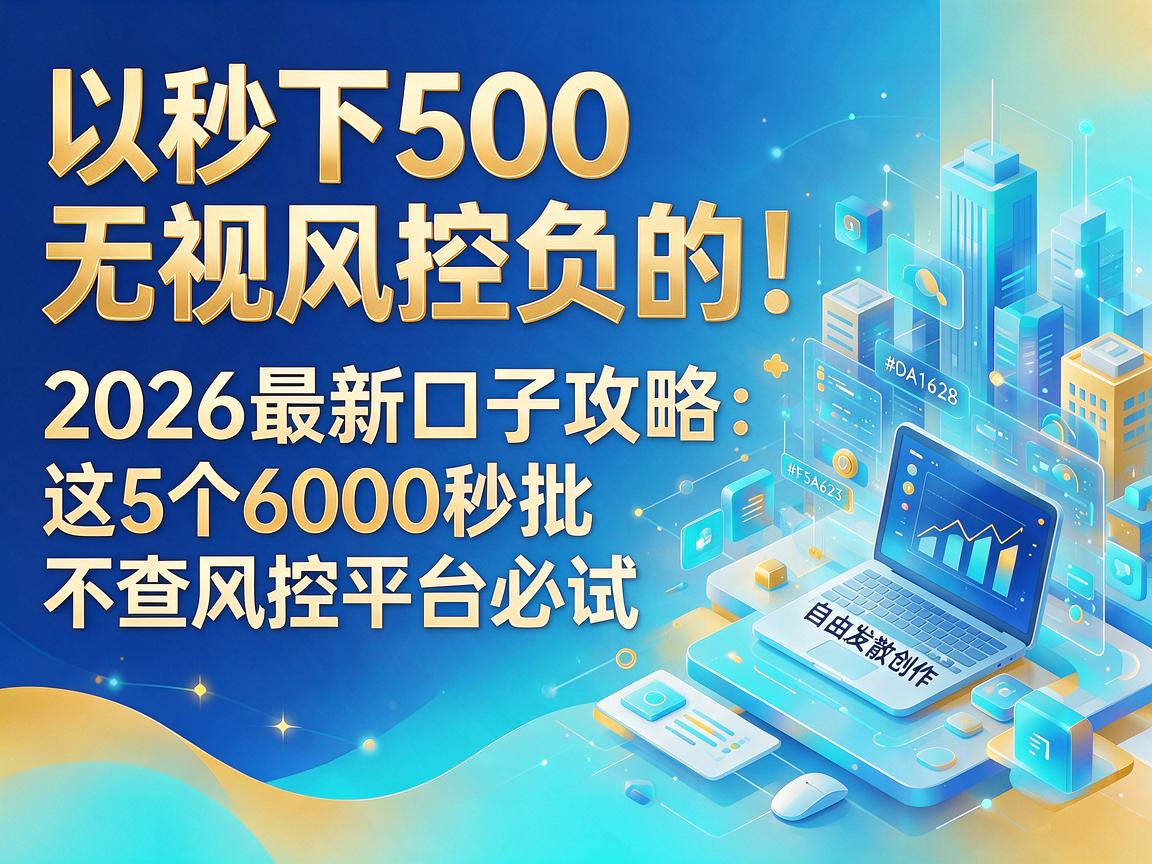 秒下500无视风控负的！2026最新口子攻略：这5个6000秒批不查风控平台必试