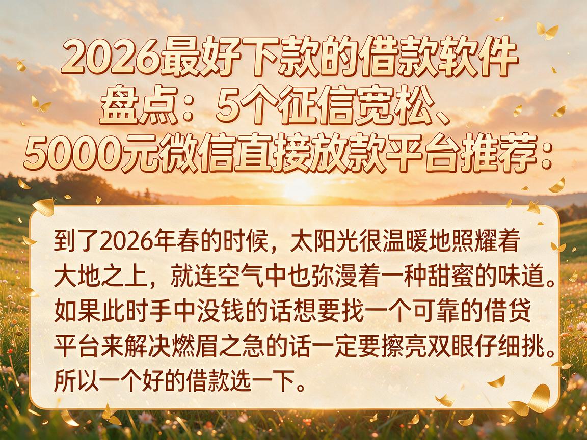 2026最好下款的借款软件盘点:5个征信宽松、5000元微信直接放款平台推荐