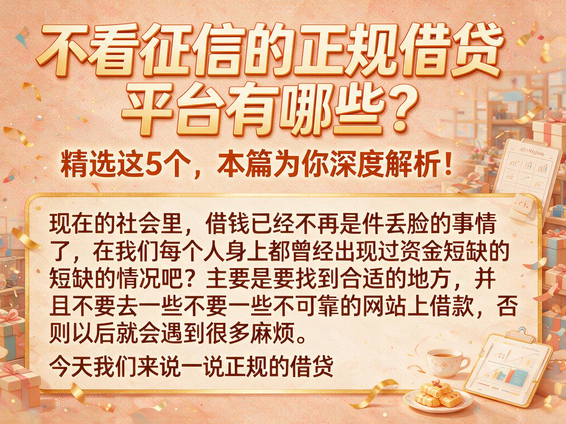 不看征信的正规借贷平台有哪些？精选这5个，本篇为你深度解析！