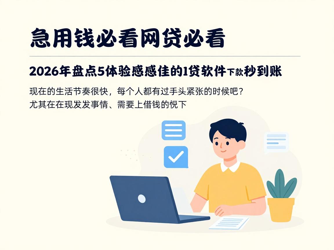 急用钱必看！2026年盘点5个体验感佳的网贷软件，3000元快速下款秒到账