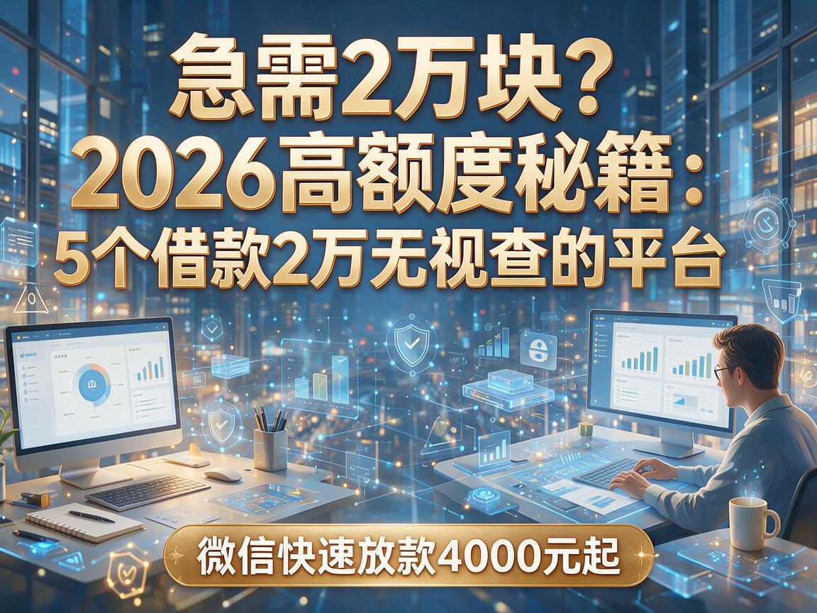 急需2万块？2026高额度秘籍：5个借款2万无视查的平台，微信快速放款4000元起