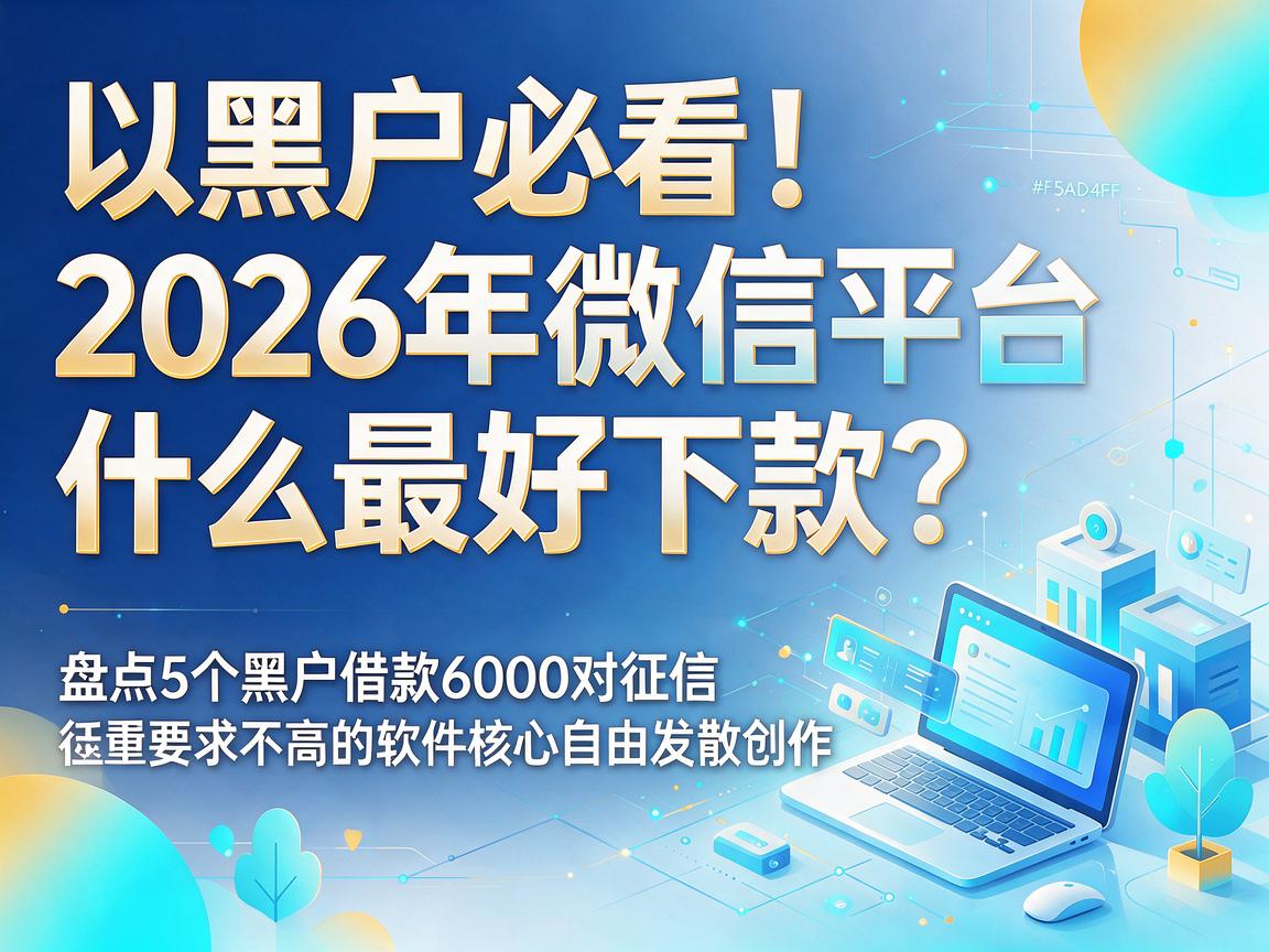 黑户必看！2026年微信平台什么最好下款？盘点5个黑户借款6000对征信要求不高的软件