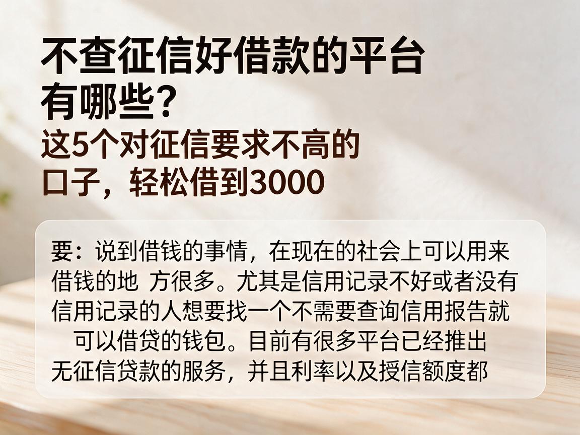 不查征信好借款的平台有哪些？这5个对征信要求不高的口子，轻松借到3000