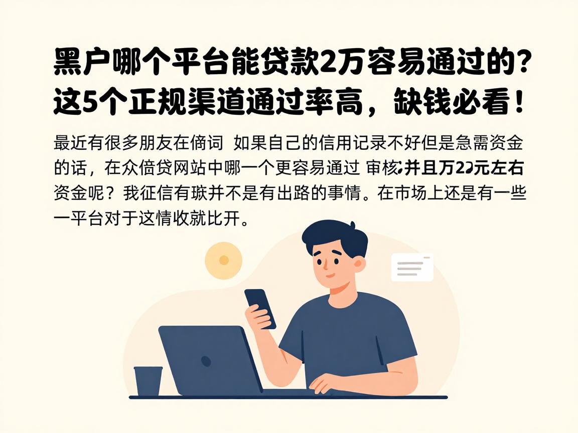 黑户哪个平台能贷款2万容易通过的？这5个正规渠道通过率高，缺钱必看！