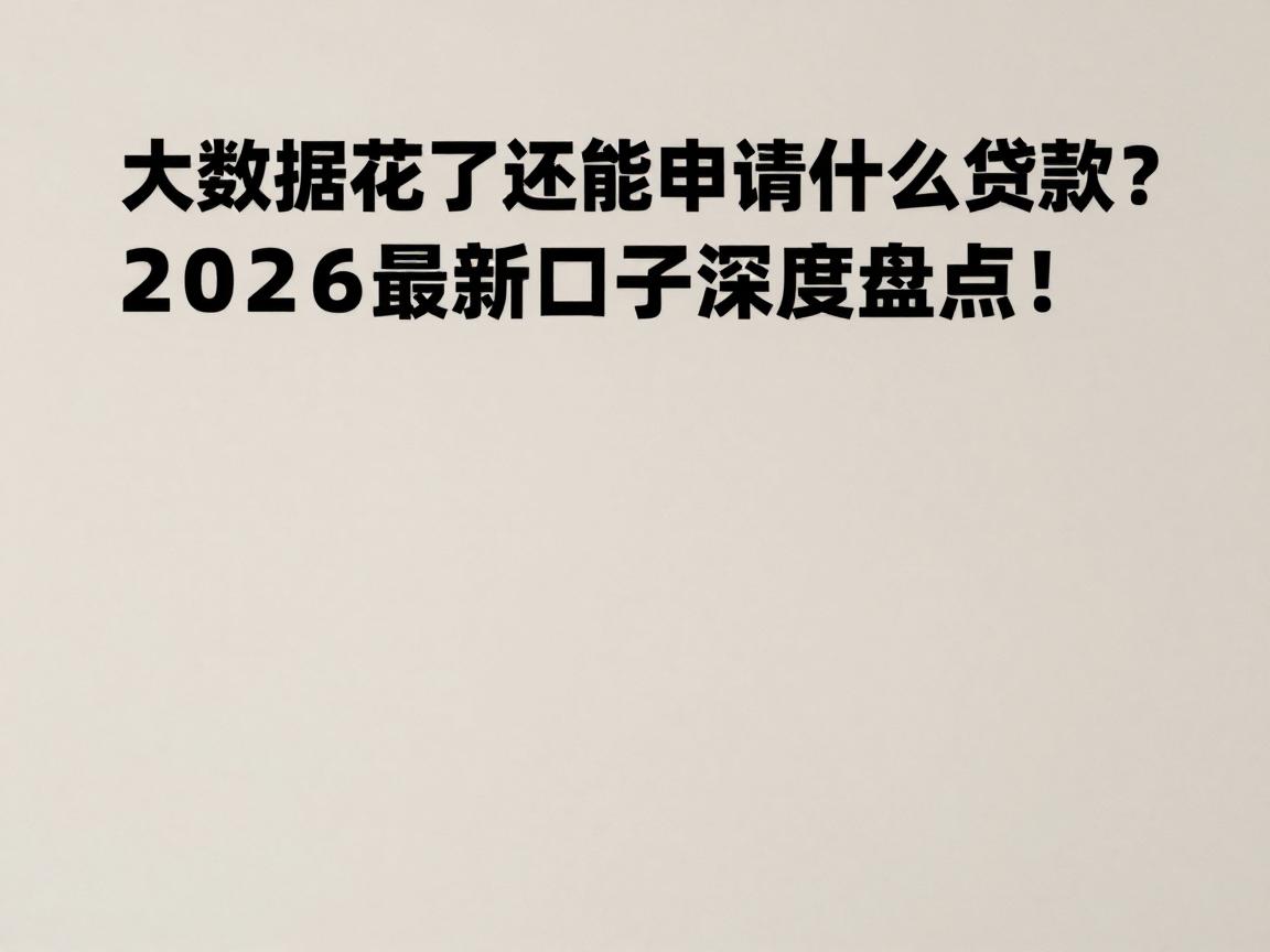 大数据花了还能申请什么贷款？2026最新口子深度盘点！