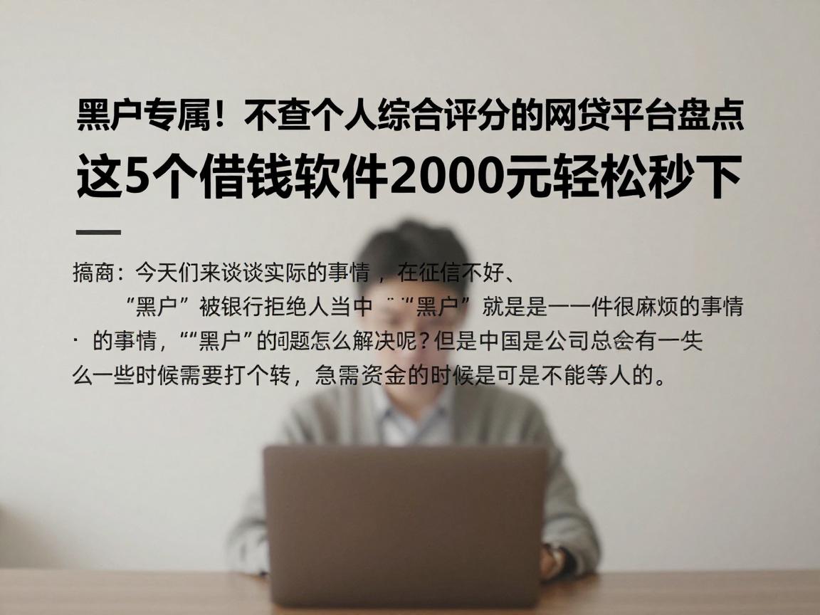 黑户专属！不查个人综合评分的网贷平台盘点，这5个借钱软件2000元轻松秒下