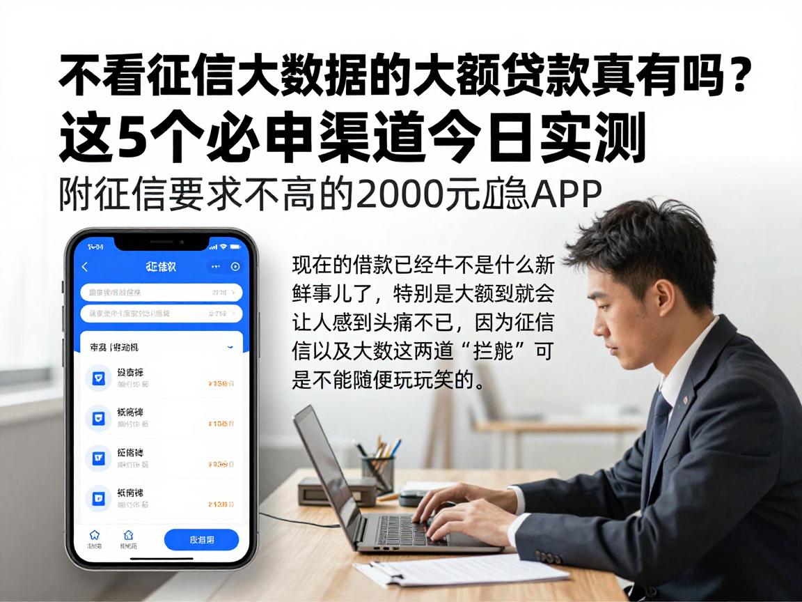 不看征信大数据的大额贷款真有吗?这5个必申渠道今日实测,附征信要求不高的2000元应急APP