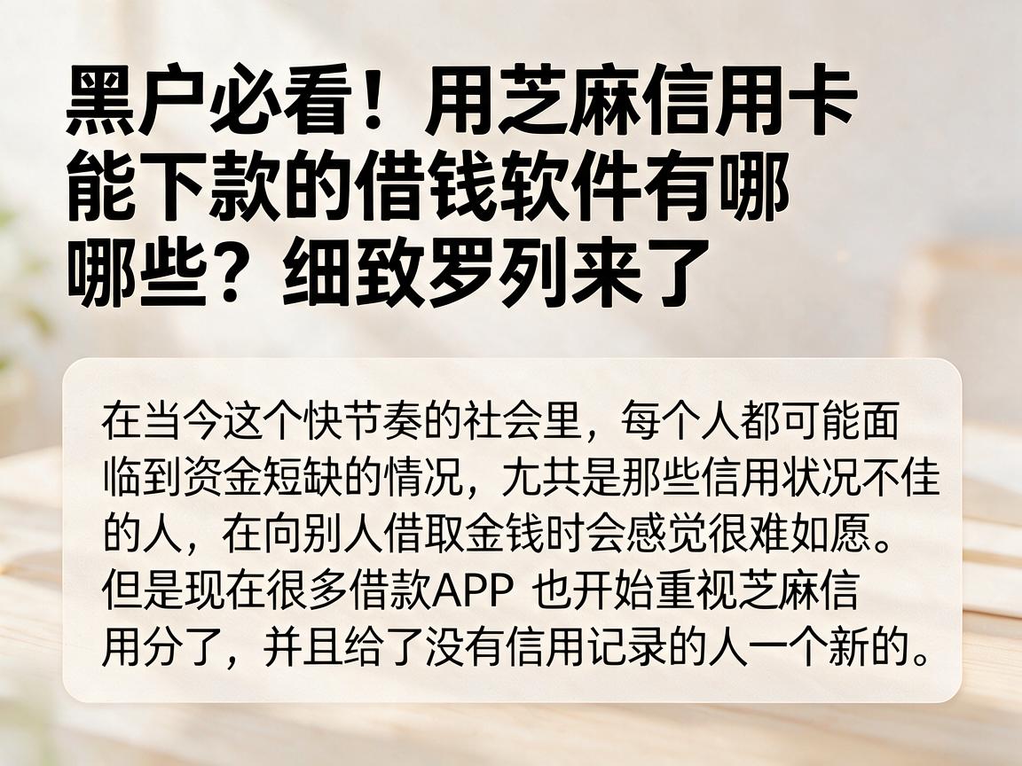 黑户必看！用芝麻信用卡能下款的借钱软件有哪些？细致罗列来了