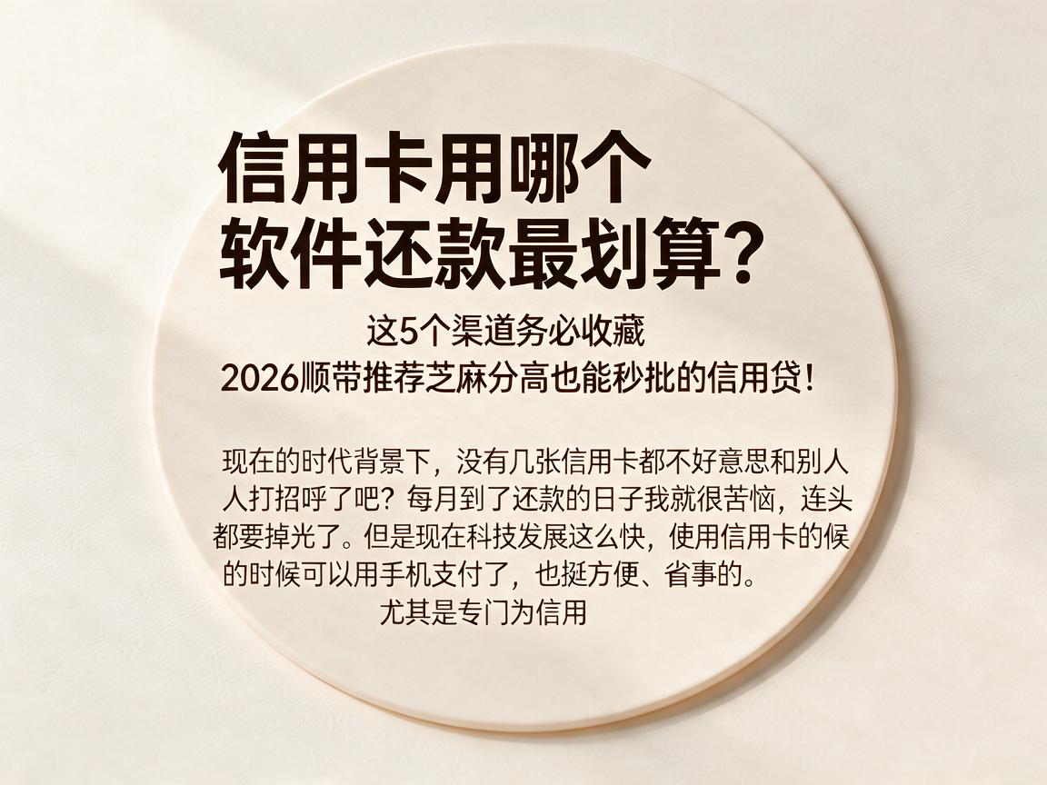 信用卡用哪个软件还款最划算？这5个渠道务必收藏，2026顺带推荐芝麻分高也能秒批的信用贷！