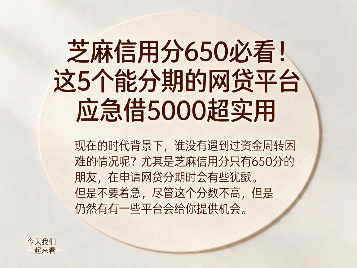芝麻信用分650必看！这5个能分期的网贷平台，应急借5000超实用