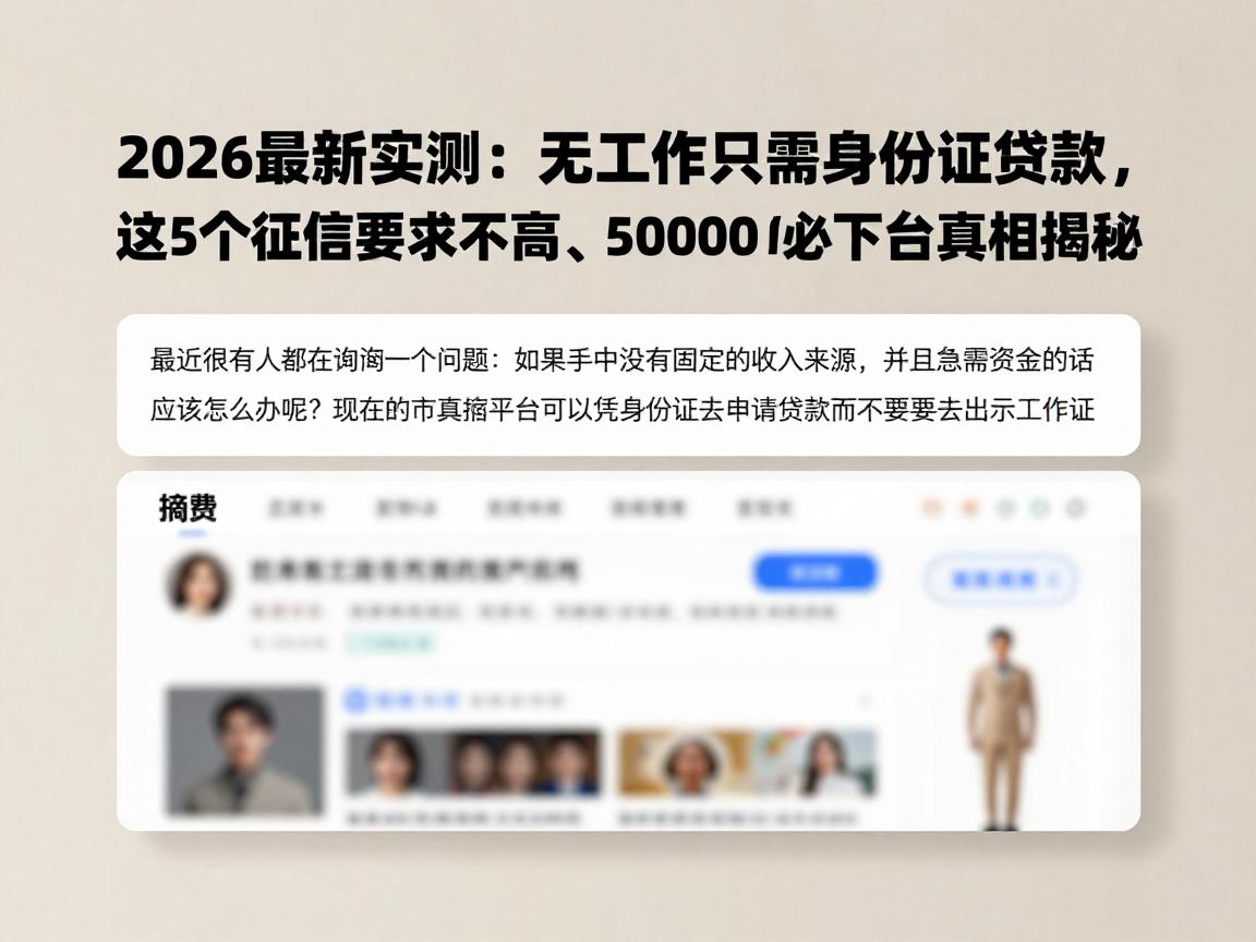 2026最新实测：无工作只需身份证贷款，这5个征信要求不高、50000元必下APP后台真相揭秘