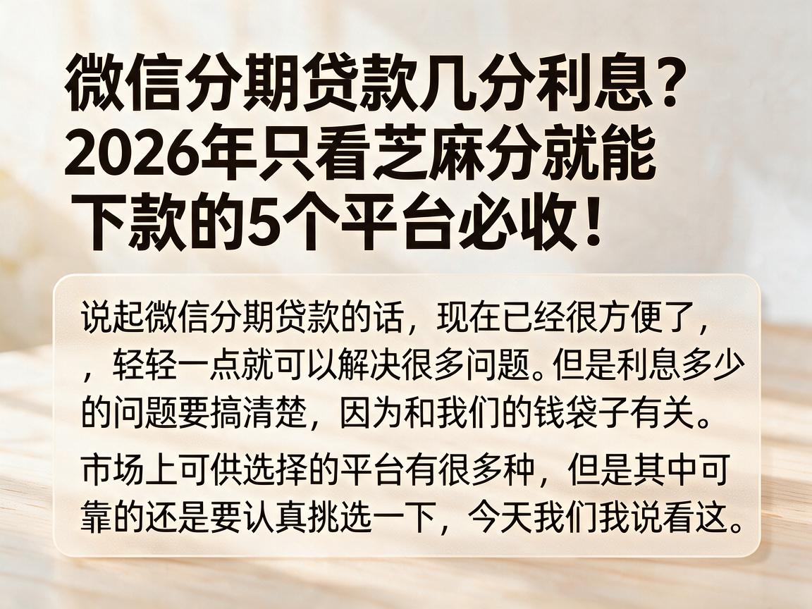 微信分期贷款几分利息?2026年只看芝麻分就能下款的5个平台必收!